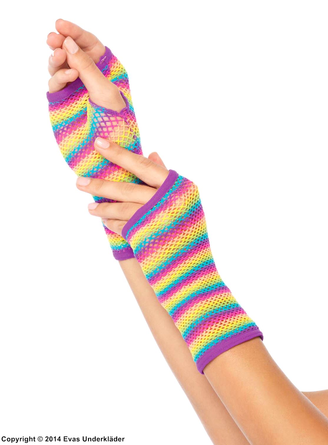 Rainbow Net Fingerless Gloves